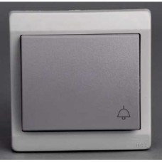 Bouton-poussoir avec picto sonnerie- gris - encastré - IP44 IK08