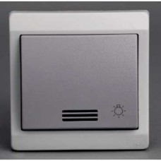 Bouton-poussoir avec picto lumière - gris - encastré - IP44 IK08 
