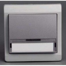 Bouton-poussoir avec porte étiquette - gris - encastré - IP44 IK08