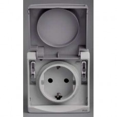 Prise de courant 2P+T VDE - gris - encastré - IP44 IK08