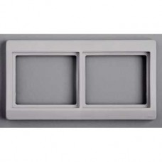 Cadre 2 postes horizont. pour appareil. encastré - entraxe 71mm - gris