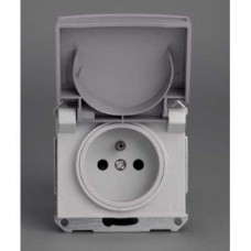 Prise de courant 2P+T NF - gris - composable encastré - IP44 IK08