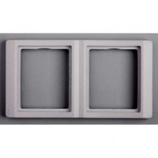 Cadre 2 postes verticaux pour appareil. encastré - entraxe 71mm - gris 