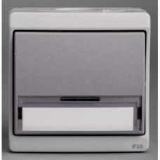 Bouton-poussoir avec porte étiquette - gris - en saillie - IK07 IP55