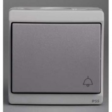 Bouton-poussoir avec picto sonnerie - gris - en saillie - IK07 IP55 