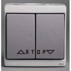 Poussoir cde volets-roulants par automat. - gris en saillie - IK07 IP55