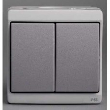 Double bouton-poussoir - gris - en saillie - IK07 IP55 