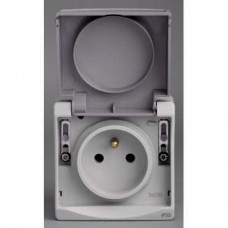 Prise de courant 2P+T NF - gris - en saillie - IK07 IP55 