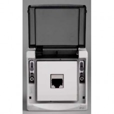 Prise de comm. RJ45 - Cat. 5 FTP blindée - gris en saillie - IK07 IP55