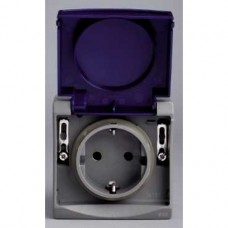Prise de courant 2P+T VDE- gris/bleu - en saillie - IK08 IP55