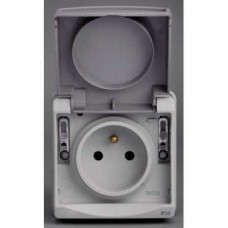 Prise de courant 2P+T NF - gris - composable en saillie - IK07 IP55 