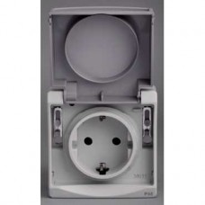 Prise de courant 2P+T VDE - gris - composable en saillie - IK07 IP55 