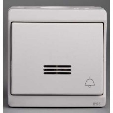 Bouton-pouss. lumin. avec picto sonnerie - blanc en saillie - IK07 IP55