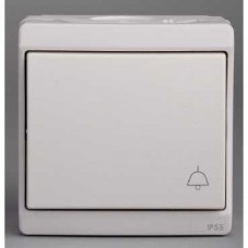 Bouton-poussoir avec picto sonnerie - blanc - en saillie - IK07 IP55