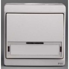 Bouton-poussoir avec porte étiquette - blanc - en saillie - IK07 IP55