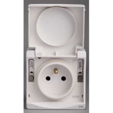 Prise de courant 2P+T NF - blanc - en saillie - IK07 IP55
