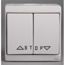 Poussoir cde volets-roulants par automat. - blanc - saillie - IK07 IP55