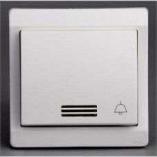 Bouton-pouss. lumin. avec picto sonnerie - blanc- encastré - IP44 IK08
