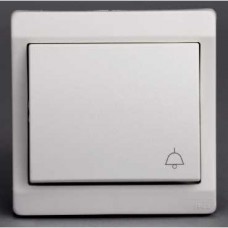 Bouton-poussoir avec picto sonnerie - blanc - encastré - IP44 IK08 