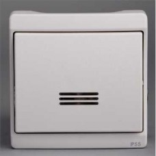 Bouton-poussoir avec picto lumière - blanc - encastré - IP44 IK08