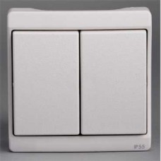 Interrupteur + va-et-vient - blanc - encastré - IP44 IK08