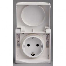 Prise de courant 2P+T VDE - blanc - encastré - IP44 IK08
