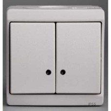 Double bouton-poussoir lumineux - blanc - en saillie - IK07 IP55