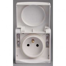 Prise de courant 2P+T NF - blanc - composable en saillie - IK07 IP55