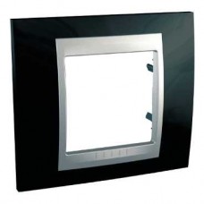 Plaque de finition 1 poste 2M Noir Rhodium Aluminium