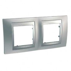 Plaque 4M double horizontal Chrome satiné Aluminium