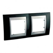 Plaque de finition 2 postes 2x2 M Noir Rhodium Aluminium