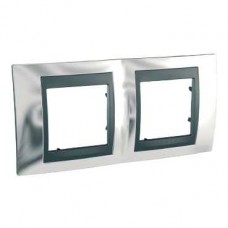 Plaque 4M double horizontal Chrome brillant Graphite