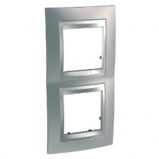 Plaque 4M double vertical Chrome satiné Aluminium