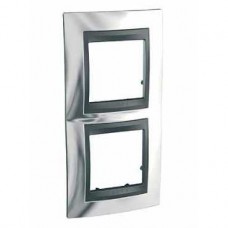 Plaque 4M double vertical Chrome brillant Graphite