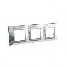Plaque 6M triple horizontal Chrome brillant Aluminium
