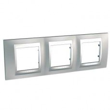 Plaque 6M triple horizontal Chrome satiné Aluminium