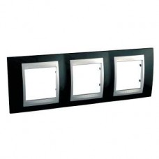 Plaque de finition 3 postes 3x2 M Noir Rhodium Aluminium