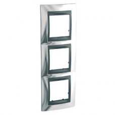 Plaque 6M triple horizontal Chrome brillant Graphite