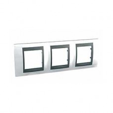 Plaque 6M triple horizontal Blanc techno Graphite
