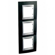 Plaque de finition 3 postes 3x2 mod. vert 71mm Noir Rhodium Aluminium