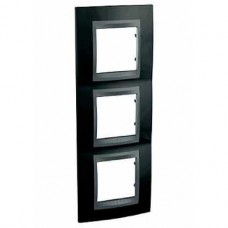 Plaque de finition 3 postes 3x2 mod. vert 71mm Noir Rhodium Graphite