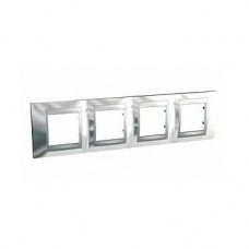 Plaque 8M quadruple horizontal Chrome brillant Aluminium