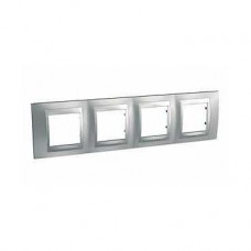 Plaque 8M quadruple horizontal Chrome satiné Aluminium