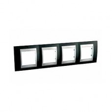 Plaque de finition 4 postes 4x2 M Noir Rhodium Aluminium