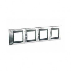 Plaque 8M quadruple horizontal Chrome brillant Graphite