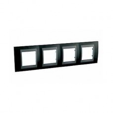 Plaque de finition 4 postes 4x2 M Noir Rhodium Graphite