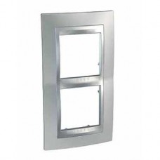 Plaque 4M double vertical chrome brillant/Aluminium