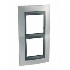 Plaque 4M double vertical chrome brillant/Graphite
