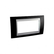 Unica Top - plaque de finition - 4 mod. hor. 45mm - noir rhodium liseré alu