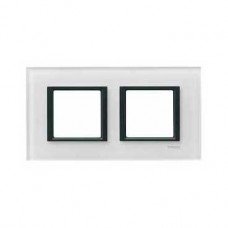 Plaque de finition 2 postes 2x2 M Verre Blanc
